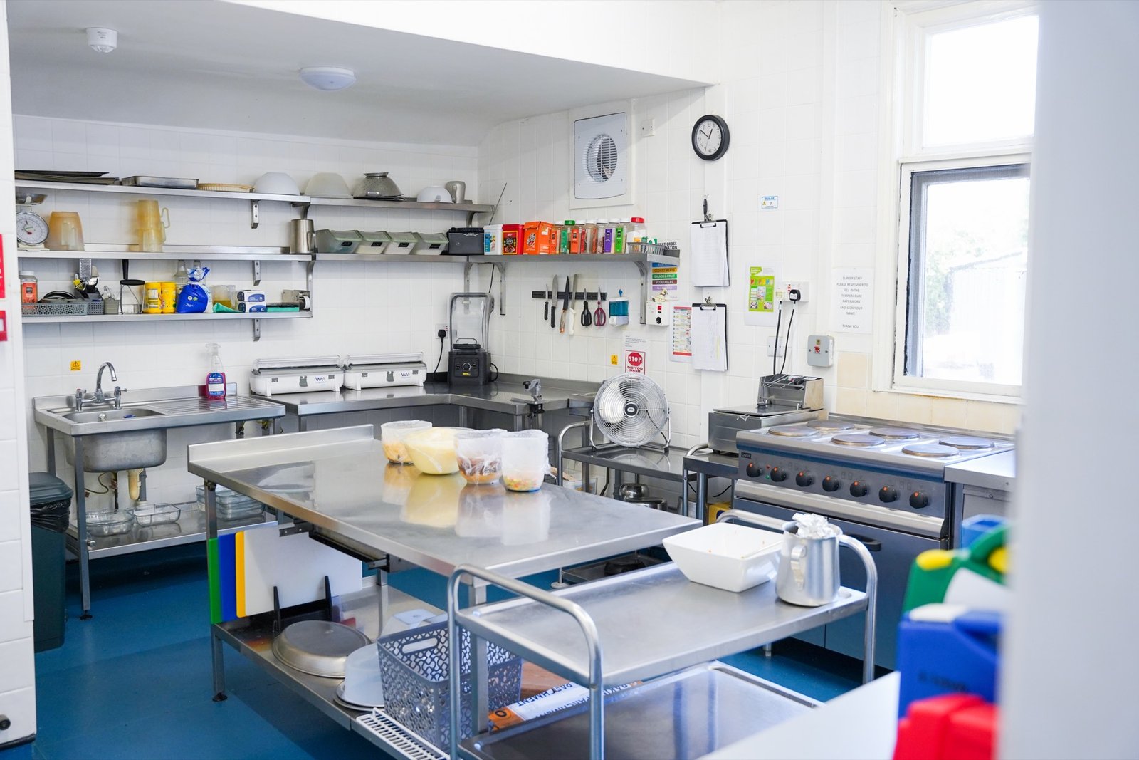 Professional kitchen where meals are prepared for residents